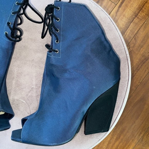 Christian Dior Navy lace up peep toe boots size 38 (7.5) - Picture 2 of 10